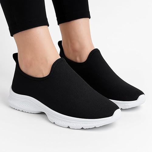 Tênis Feminino Meia Sem Cadarço Calce Facil Caminhada Academia Confortavel Preto